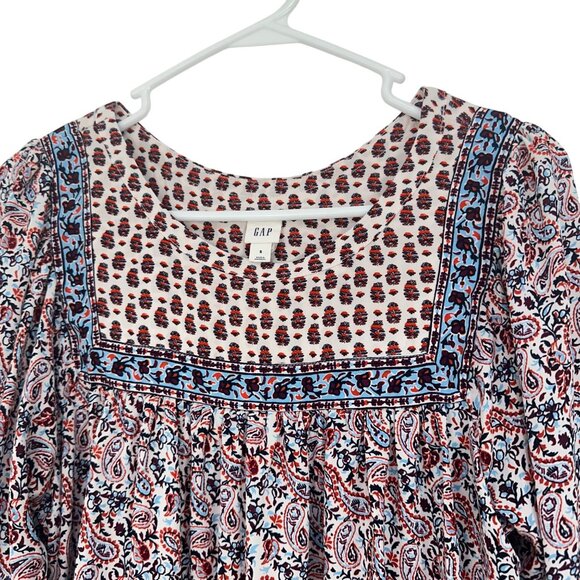 Gap Womens Boho-Style Long Sleeve Top Blouse SZ Small  Paisley Print Lightweight - Picture 10 of 11